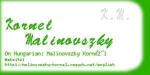 kornel malinovszky business card